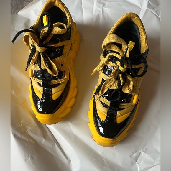 Agl Shoes - AGL Yellow and Black Women's Sneakers